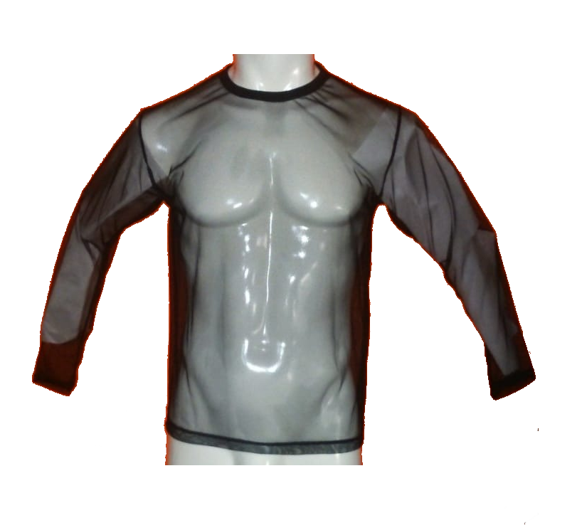 Playera sexy transparente hombre manga larga negro