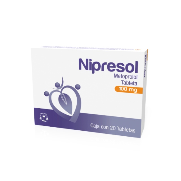 Nipresol, Metoprolol 100mg con 20 Tabletas