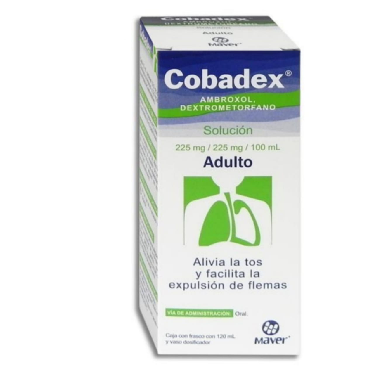  Ambroxol/Dextrometorfano, Maver Cobadex, Solución 225mg/225mg/ Suspensión 100ml