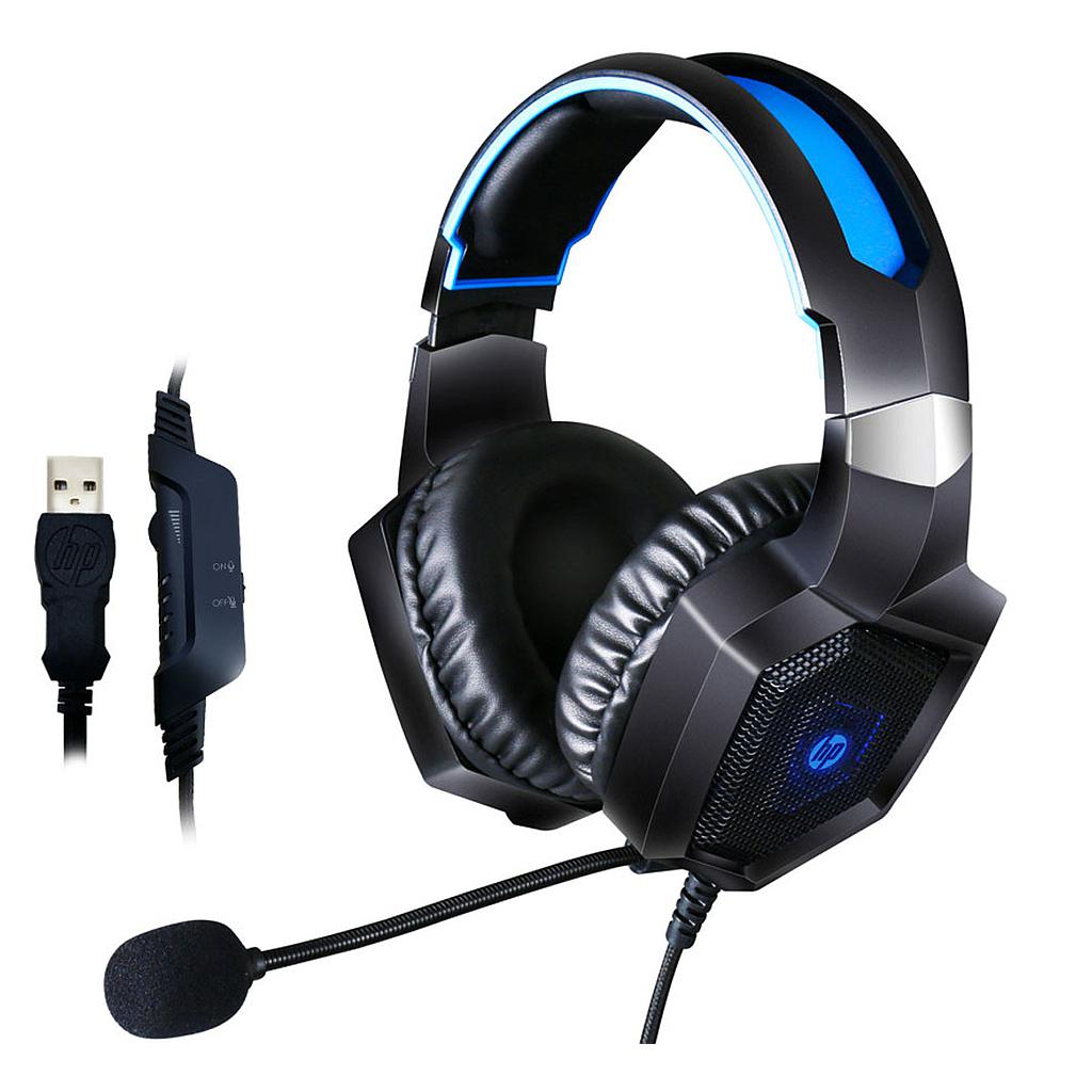Audífonos Alámbricos Gamer HP H320 c/ Backlit - Negro