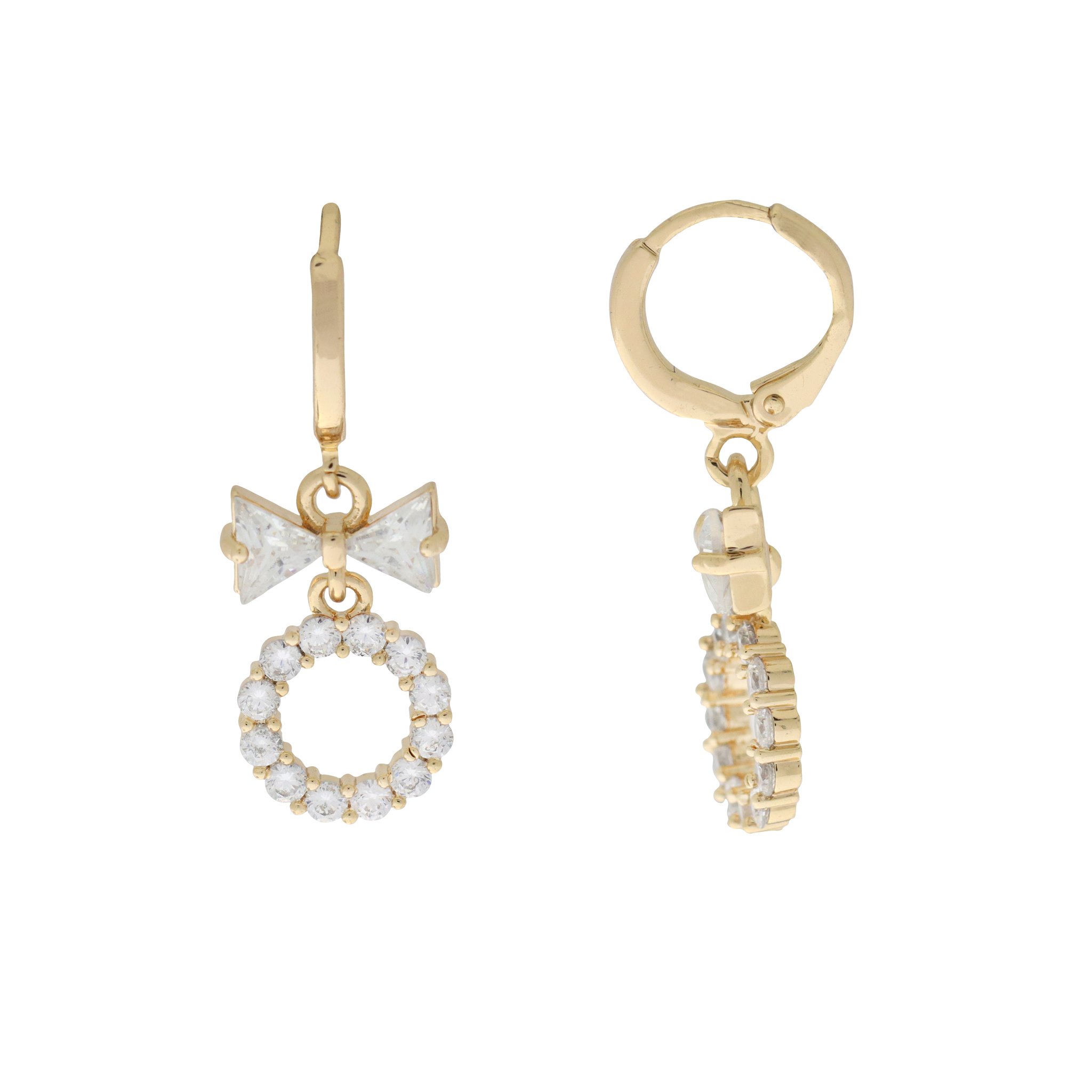Arete con zirconia blanca en forma de esfera con moño