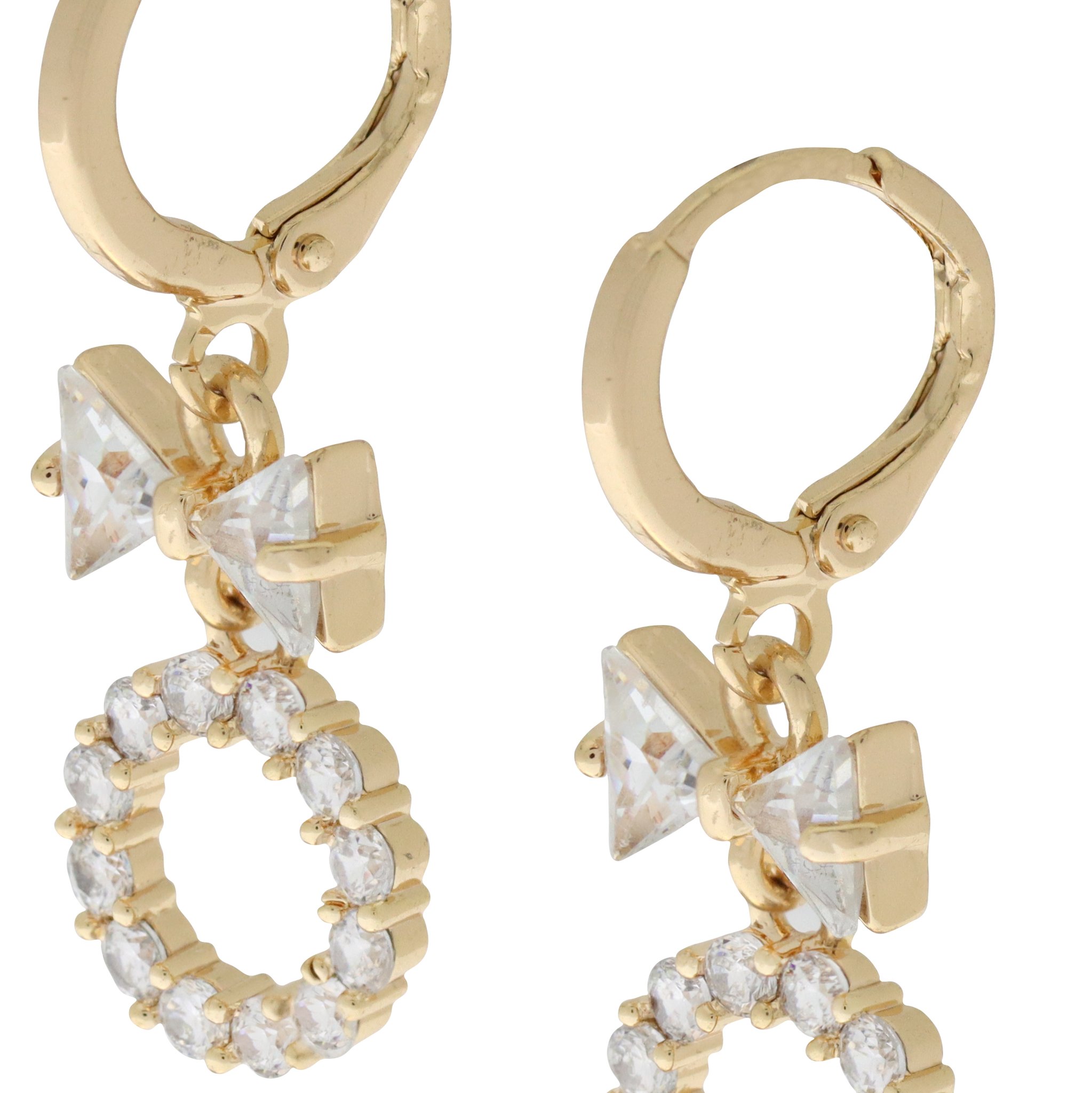 Arete con zirconia blanca en forma de esfera con moño