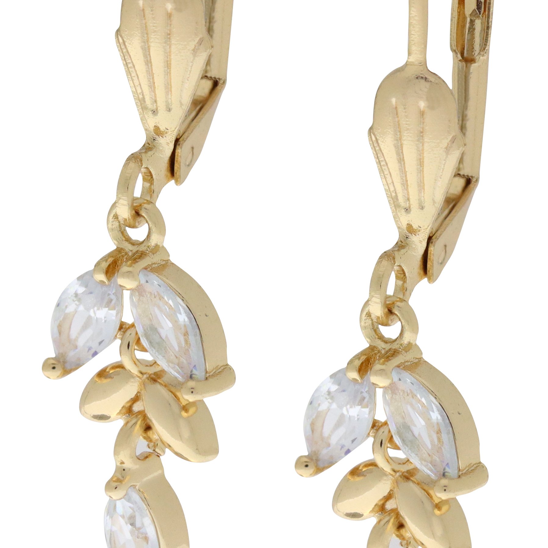 Arete con zirconia blanca en forma de hojas