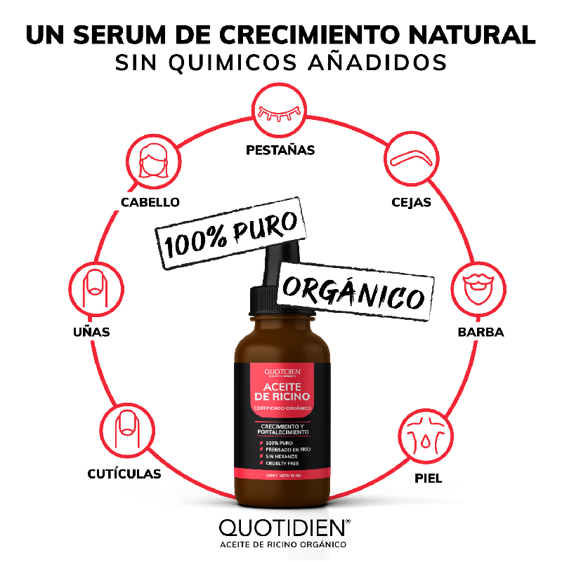 Aceite De Ricino 100% Puro Certificado Orgánico- Castor Oil - 50 ml