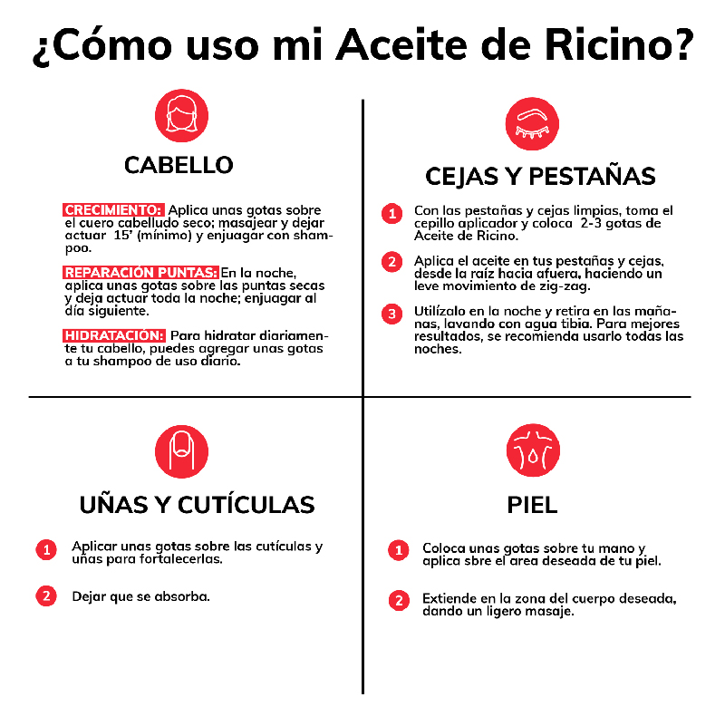 Aceite De Ricino 100% Puro Certificado Orgánico- Castor Oil - 50 ml