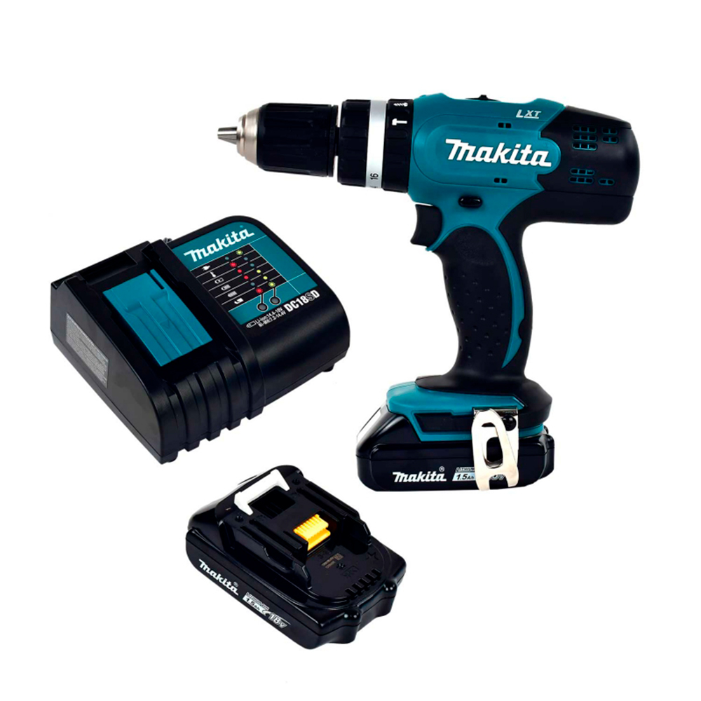 Rotomartillo de  1/2 Dhp485sye Makita Brusless Incluye 2 baterías de 1.5 ah 18v y 1 cargador+ESTUCHE CON 22 pz de BROCAS Y PUNTAS B&D