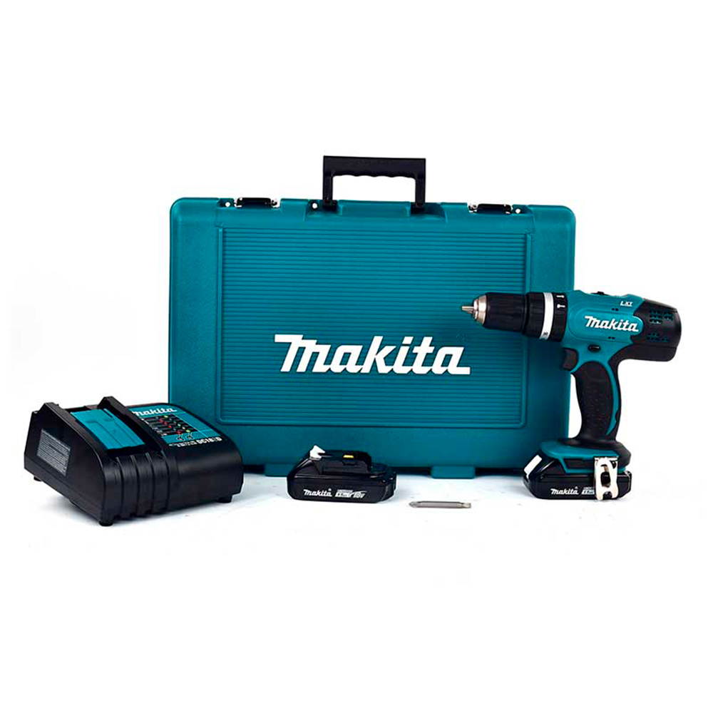 Rotomartillo de  1/2 Dhp485sye Makita Brusless Incluye 2 baterías de 1.5 ah 18v y 1 cargador+ESTUCHE CON 22 pz de BROCAS Y PUNTAS B&D