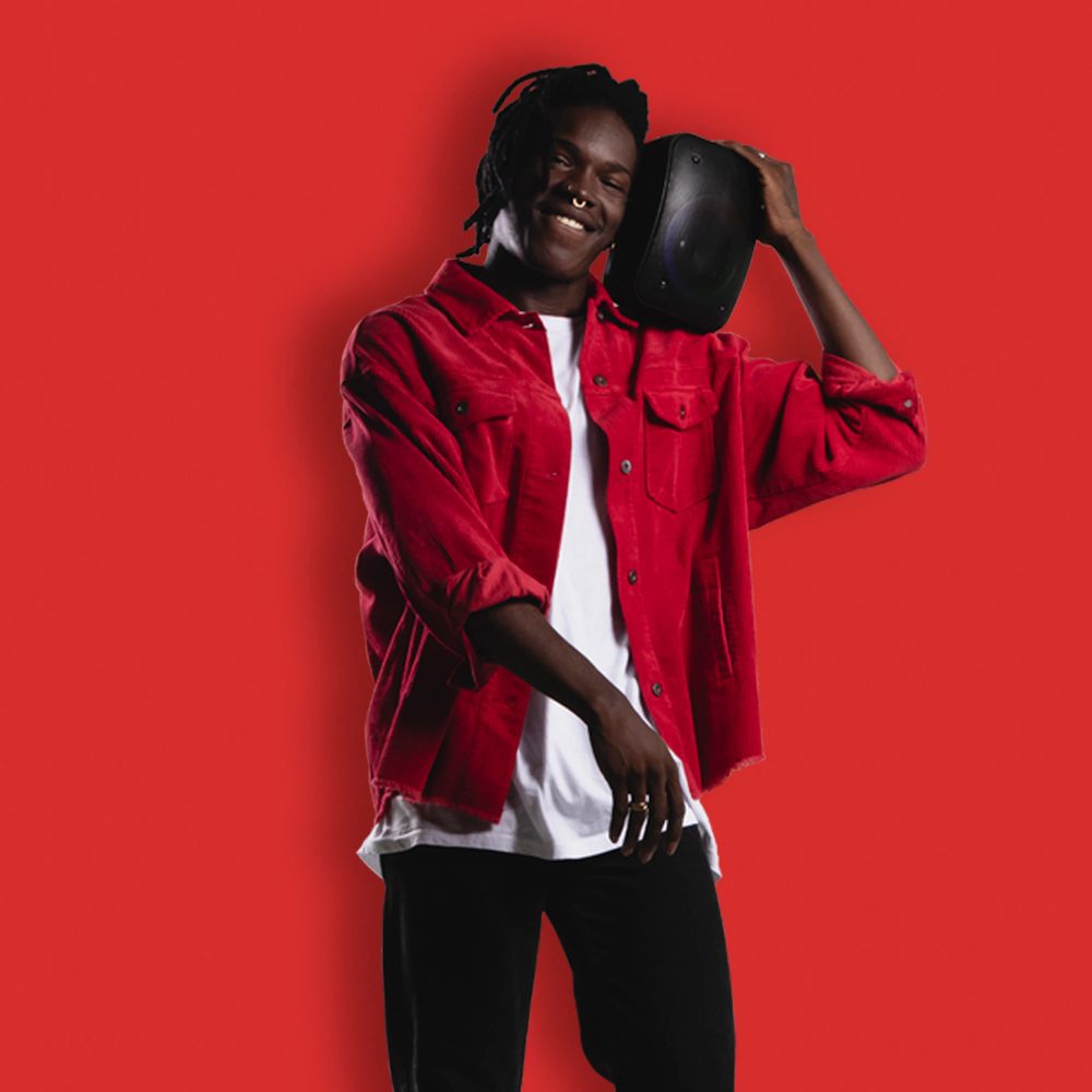 Bocina Inalámbrica Portátil Con Luz LED Loop Stf Negra 4 Pulgadas