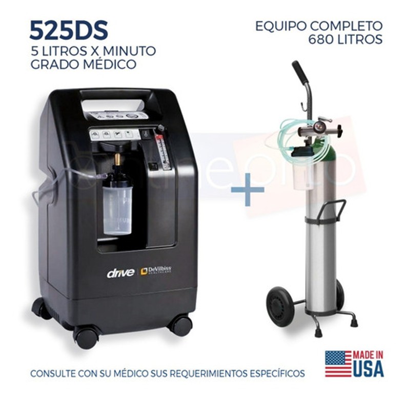Concentrador Devilbiss 5 Lts + Tanque Oxigeno 682 Lts Equipo Completo