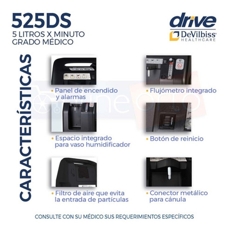 Concentrador Devilbiss 5 Lts + Tanque Oxigeno 682 Lts Equipo Completo