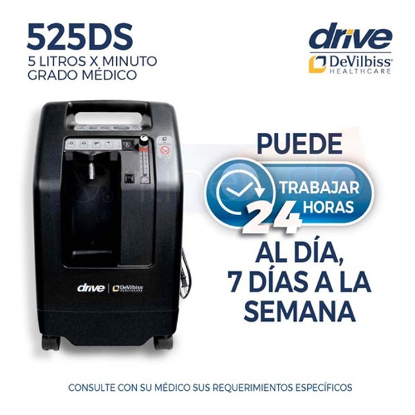 Concentrador Devilbiss 5 Lts + Tanque Oxigeno 682 Lts Equipo Completo