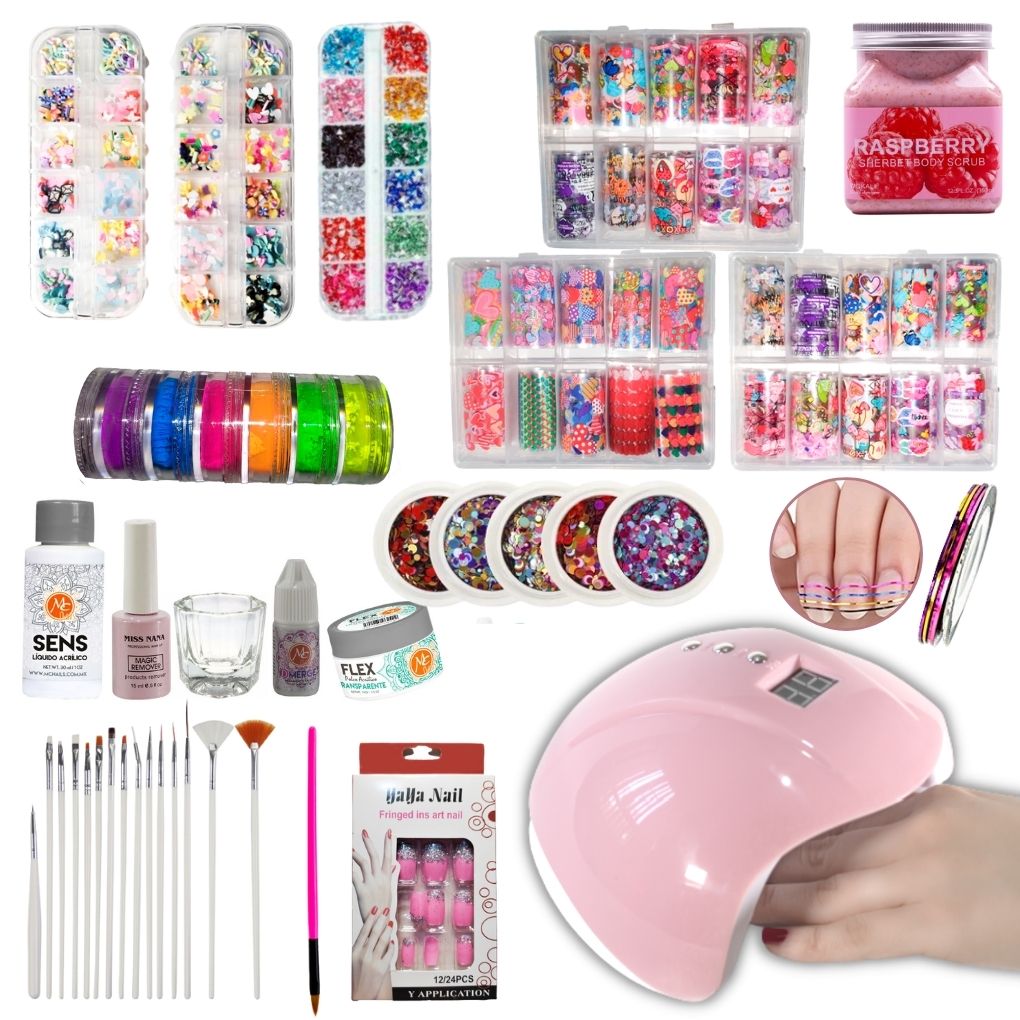 Decoracion De Uñas Kit De 128 Piezas Para uñas Acrilicas Gel Postizas Manicura.