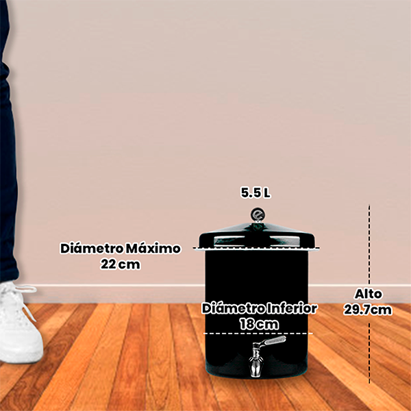  Ecofiltro Purificador y Dispensador de Agua Peltre Mini (5.5 L) Negro