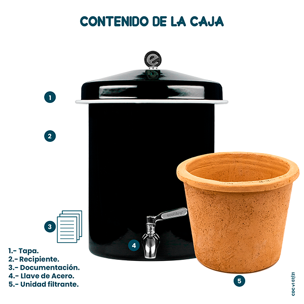  Ecofiltro Purificador y Dispensador de Agua Peltre Mini (5.5 L) Negro