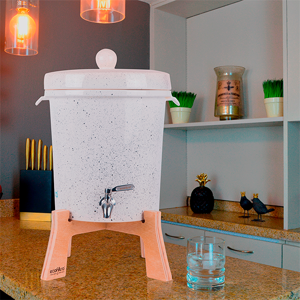 Ecofiltro Purificador Dispensador  y Filtro de Agua Cerámica Mediano (8 L) Blanco Puntos