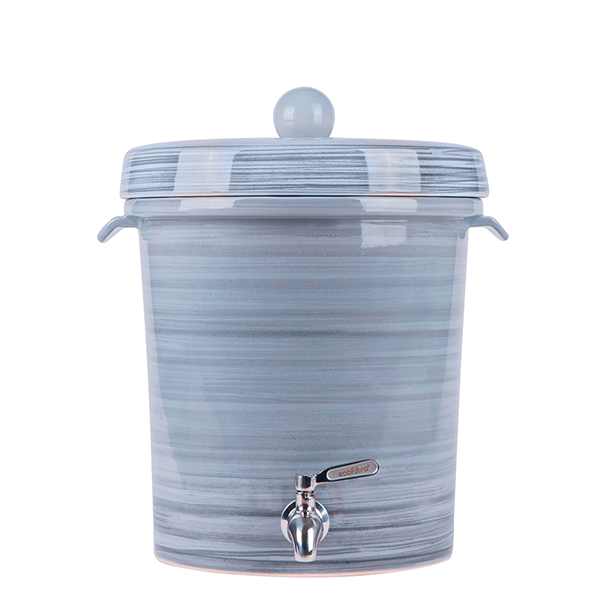 Ecofiltro Purificador Dispensador  y Filtro de Agua Cerámica Mediano (8 L) Gris Rayas
