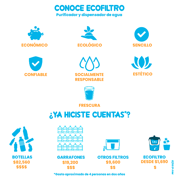 Ecofiltro Purificador Dispensador  y Filtro de Agua Cerámica Mediano (8 L) Gris Rayas