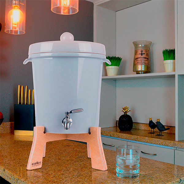 Ecofiltro Purificador Dispensador y Filtro de Agua Cerámica Mediano (8 L) Gris solido
