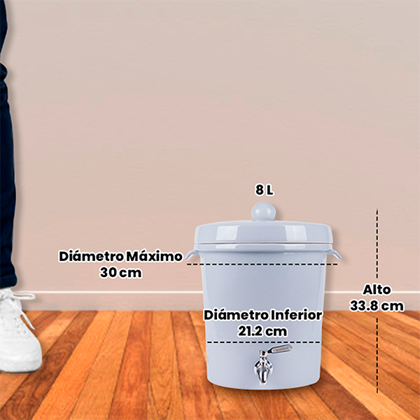 Ecofiltro Purificador Dispensador y Filtro de Agua Cerámica Mediano (8 L) Gris solido