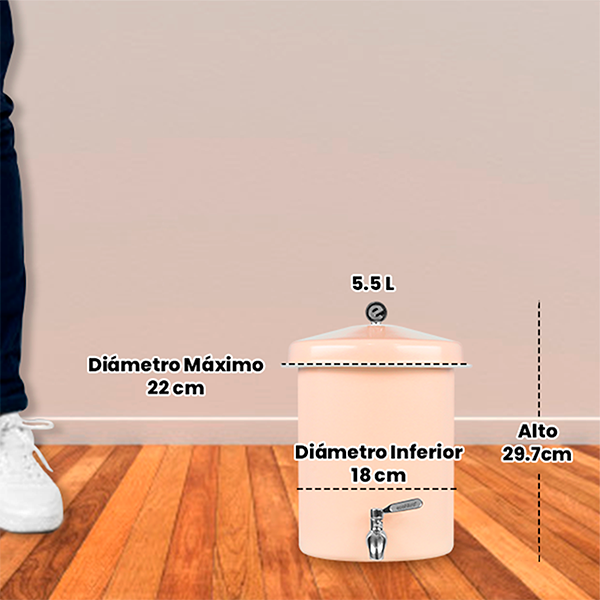 Ecofiltro Purificador Dispensador y Filtro de Agua Peltre Mini (5.5 L) Beige