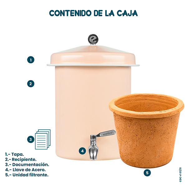Ecofiltro Purificador Dispensador y Filtro de Agua Peltre Mini (5.5 L) Beige