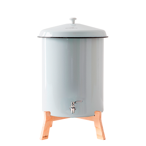 Ecofiltro Purificador Dispensador y Filtro de Agua Peltre Grande (27 L) Llave de Acero Blanco