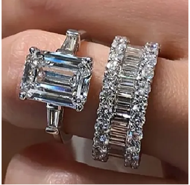 Anillo Compromiso y Churumbela Emeral Zirconia Cúbica Plata 925 -Amour