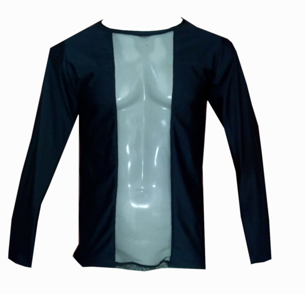 Playera sexy STRIP manga larga negro con transparencia frontal