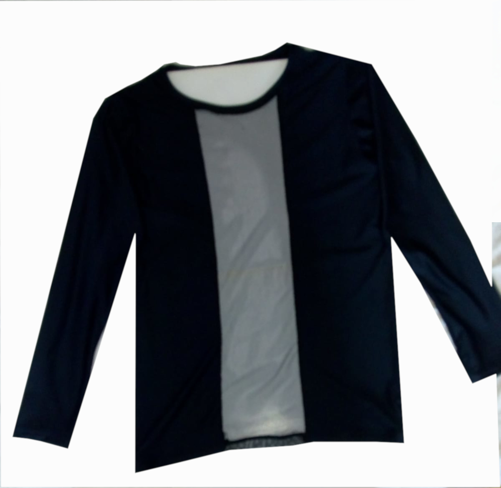 Playera sexy STRIP manga larga negro con transparencia frontal