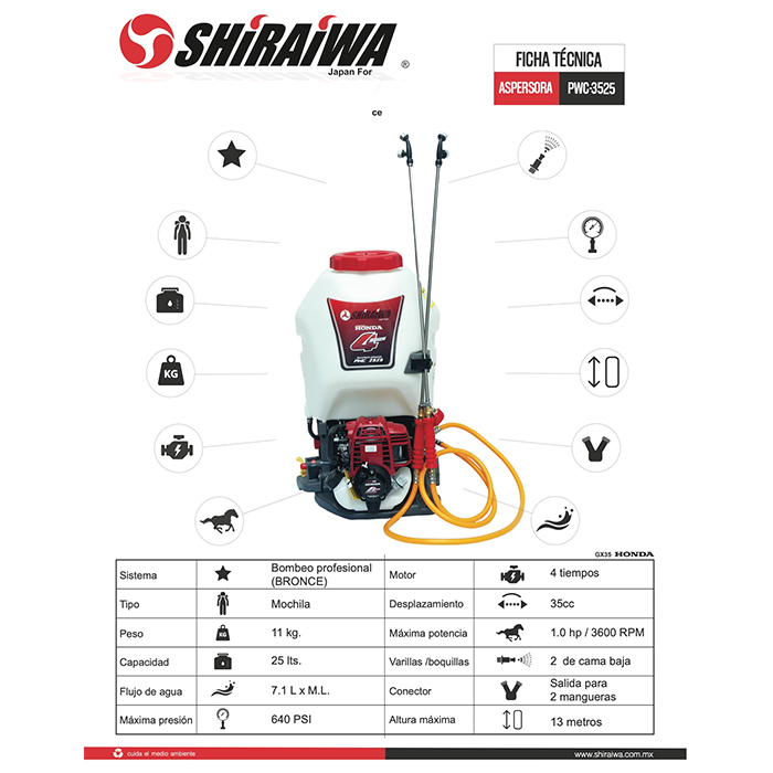 ASPERSORA FUMIGADORA MOTOR HONDA SHIRAIWA Gx35