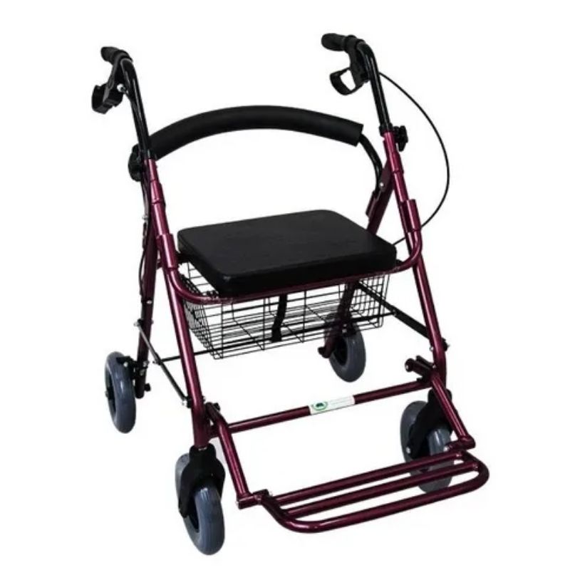 Andadera Ortopedica De Aluminio Hibrida Y Silla De Ruedas Ligera Roja