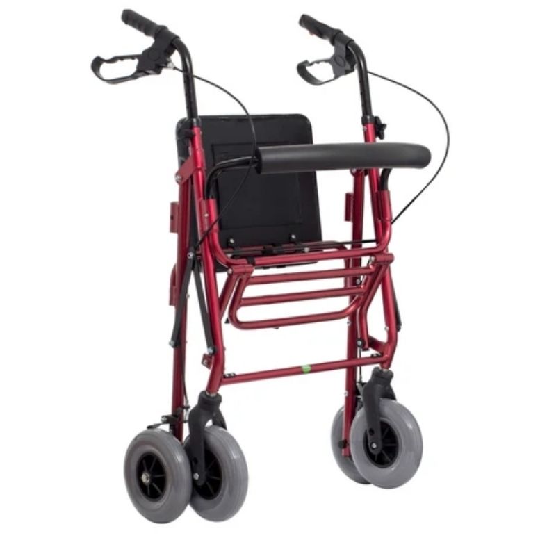 Andadera Ortopedica De Aluminio Hibrida Y Silla De Ruedas Ligera Roja