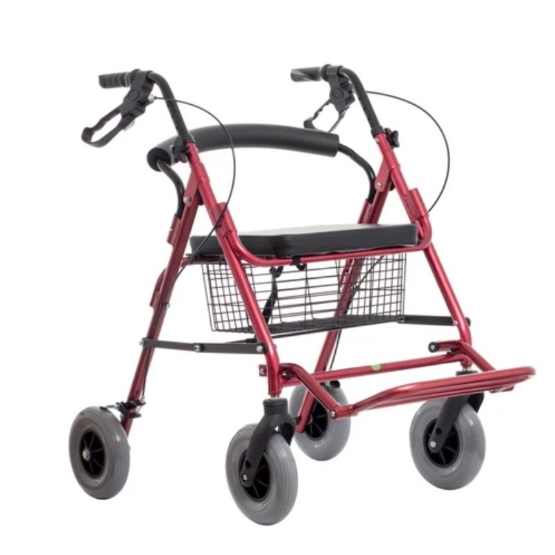 Andadera Ortopedica De Aluminio Hibrida Y Silla De Ruedas Ligera Roja