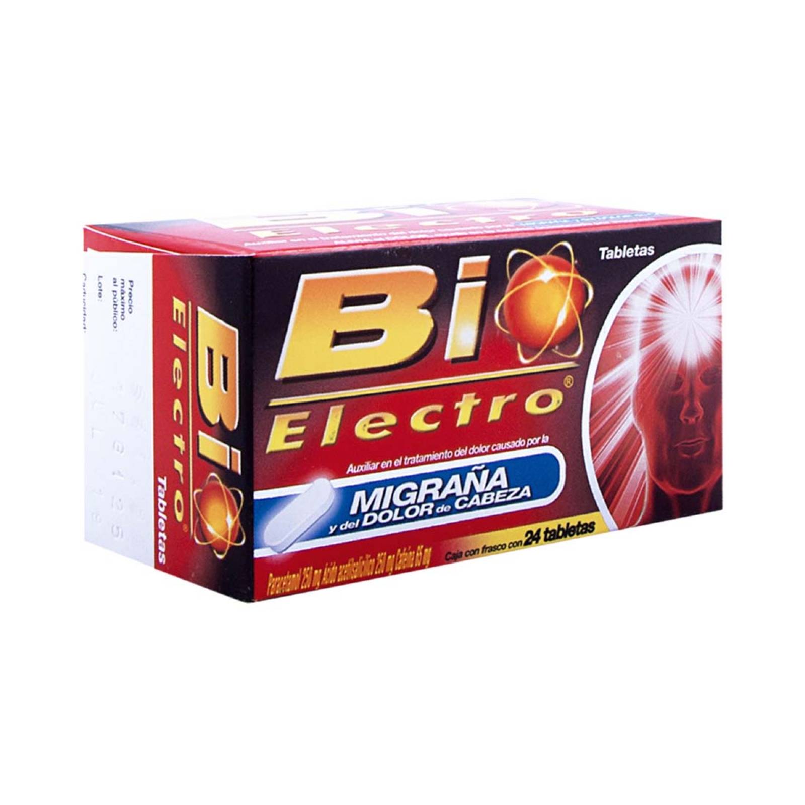 Bio Electro Paracetamol, Acido Acetilsalicilico, Cafeina -- 24 tabletas