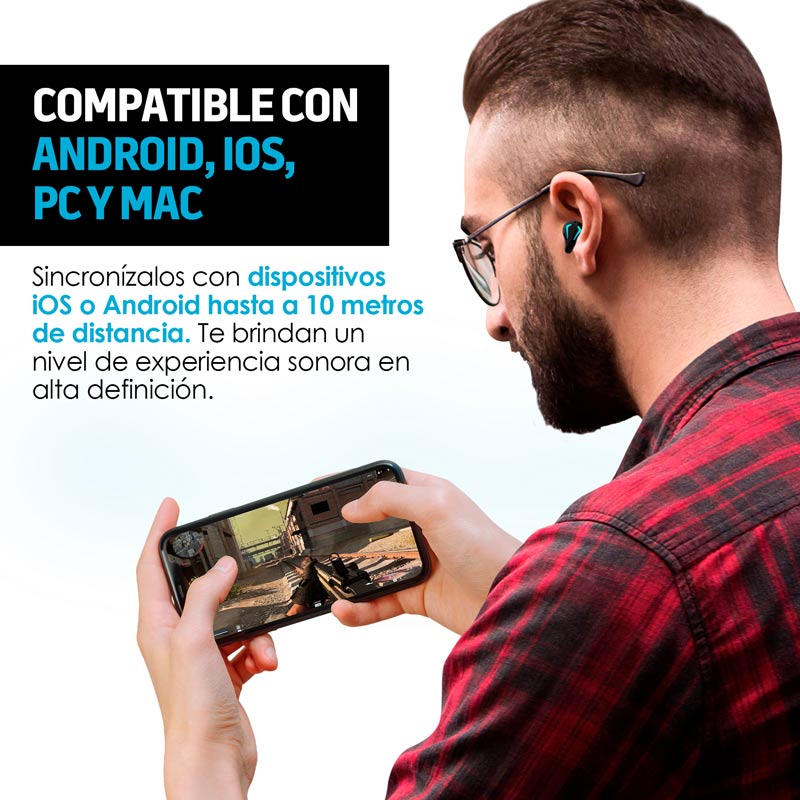 Audífonos Inalámbricos Bluetooth Gamer con Luz LED Redlemon