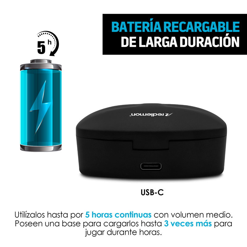 Audífonos Inalámbricos Bluetooth Gamer con Luz LED Redlemon