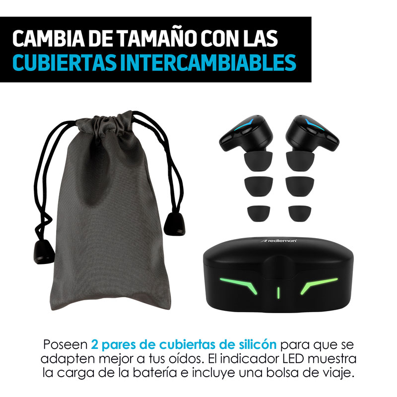 Audífonos Inalámbricos Bluetooth Gamer con Luz LED Redlemon