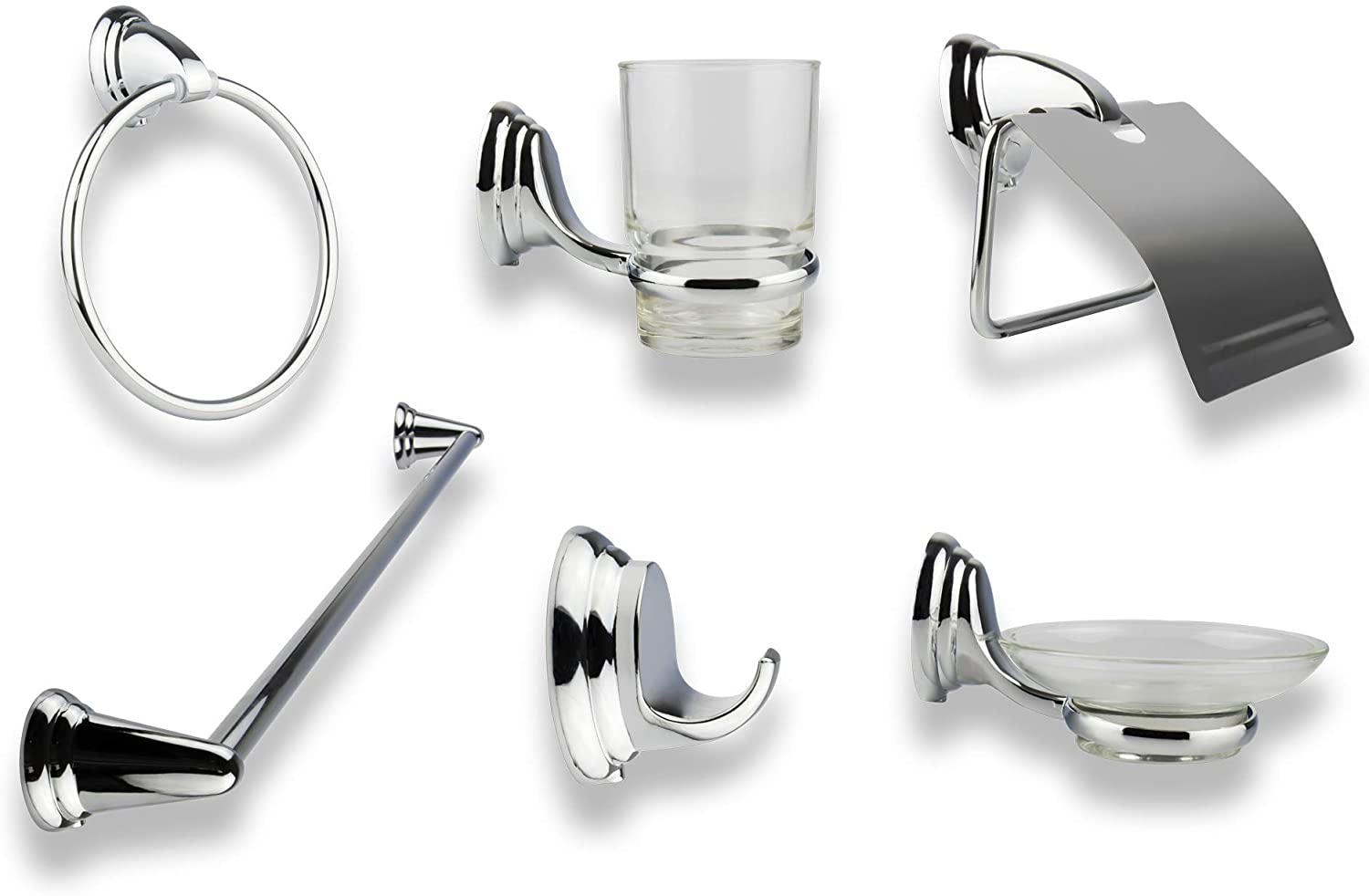 Accesorios para baño de 6 Piezas con Acabado Cromado