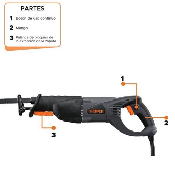 Sierra Sable Truper para Cortar Madera Metal Plástico Industrial Uso rudo y Continuo de 900W SISA-N2