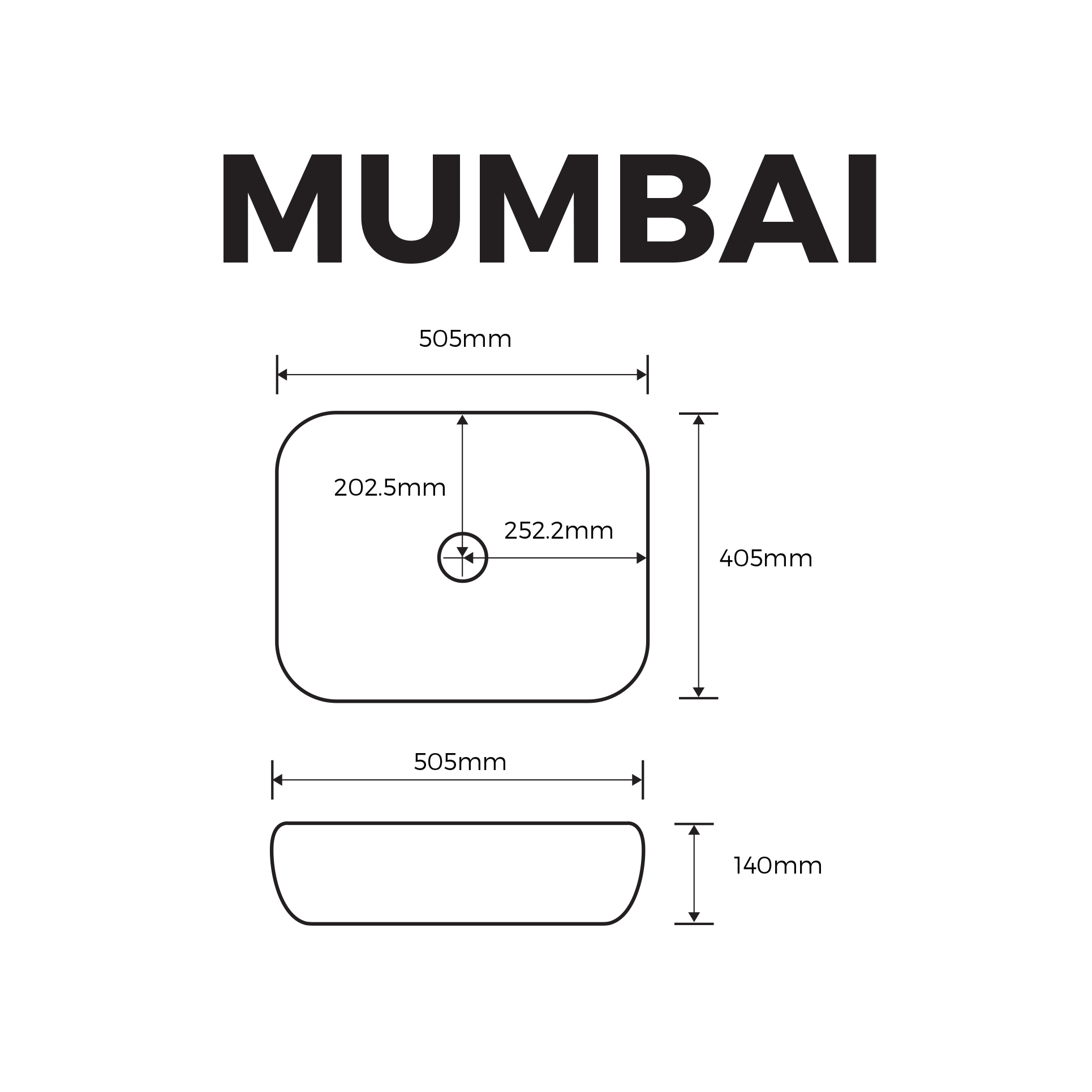 Lavabo Cerámico Rectangular  Mumbai, Ovalin baño