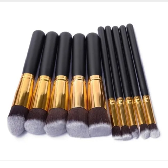 Set De 10 Piezas De Brochas Para Maquillaje