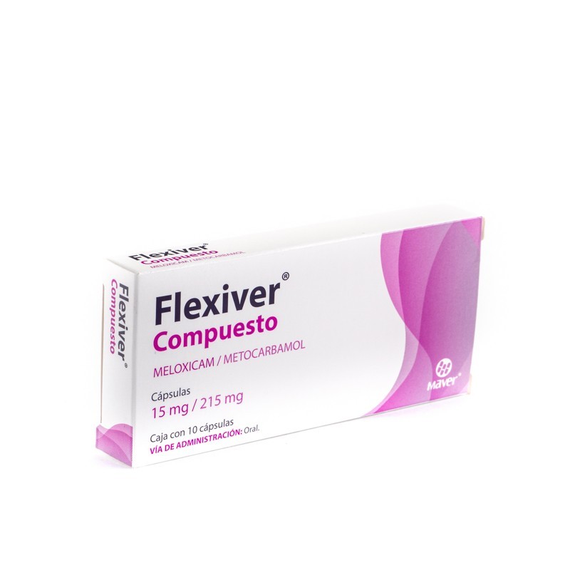 Flexiver Compuesto, Maver Meloxicam/Metocarbamol 15mg/215mg Caja Con 10 Cápsulas