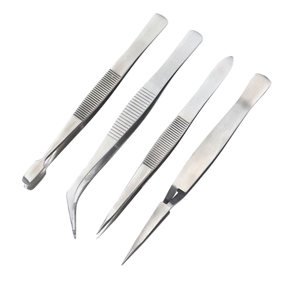 Juego De 4 Pinzas De Precisión Tweezer De Acero Inoxidable