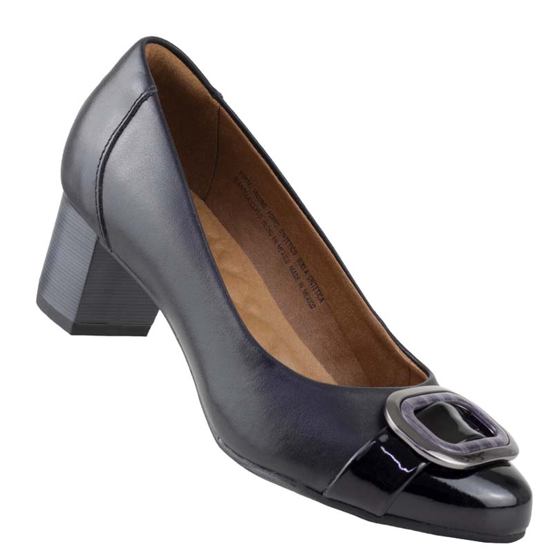 ZAPATOS DE TACON FLEXI PARA DAMA DE OFICINA DETALLE DE HEBILLA