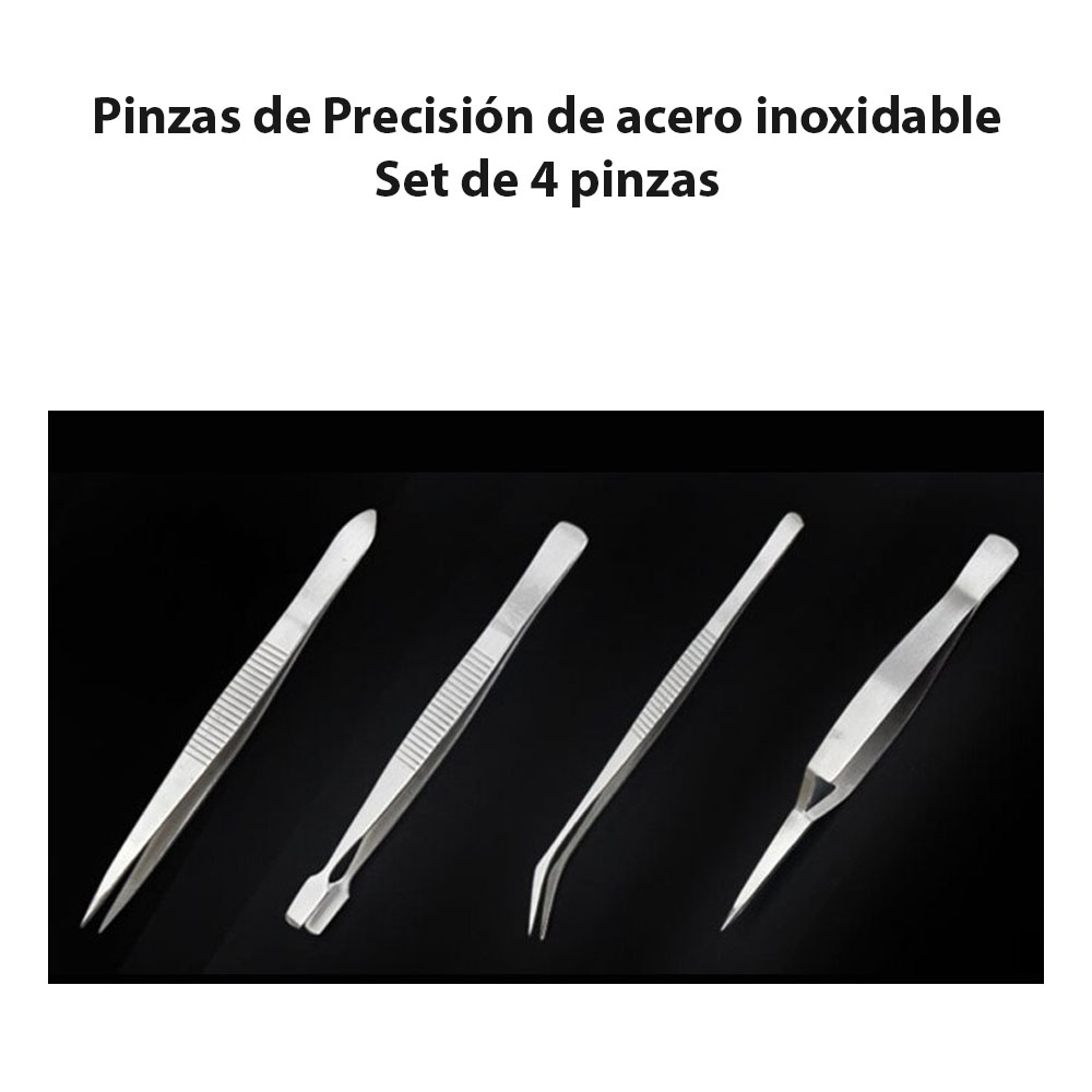 Juego De 4 Pinzas De Precisión Tweezer De Acero Inoxidable