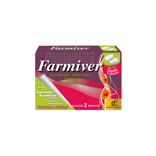 Farmiver, Quinfamida-Albendazol 150mg/200mg Caja Con 2 Tabletas