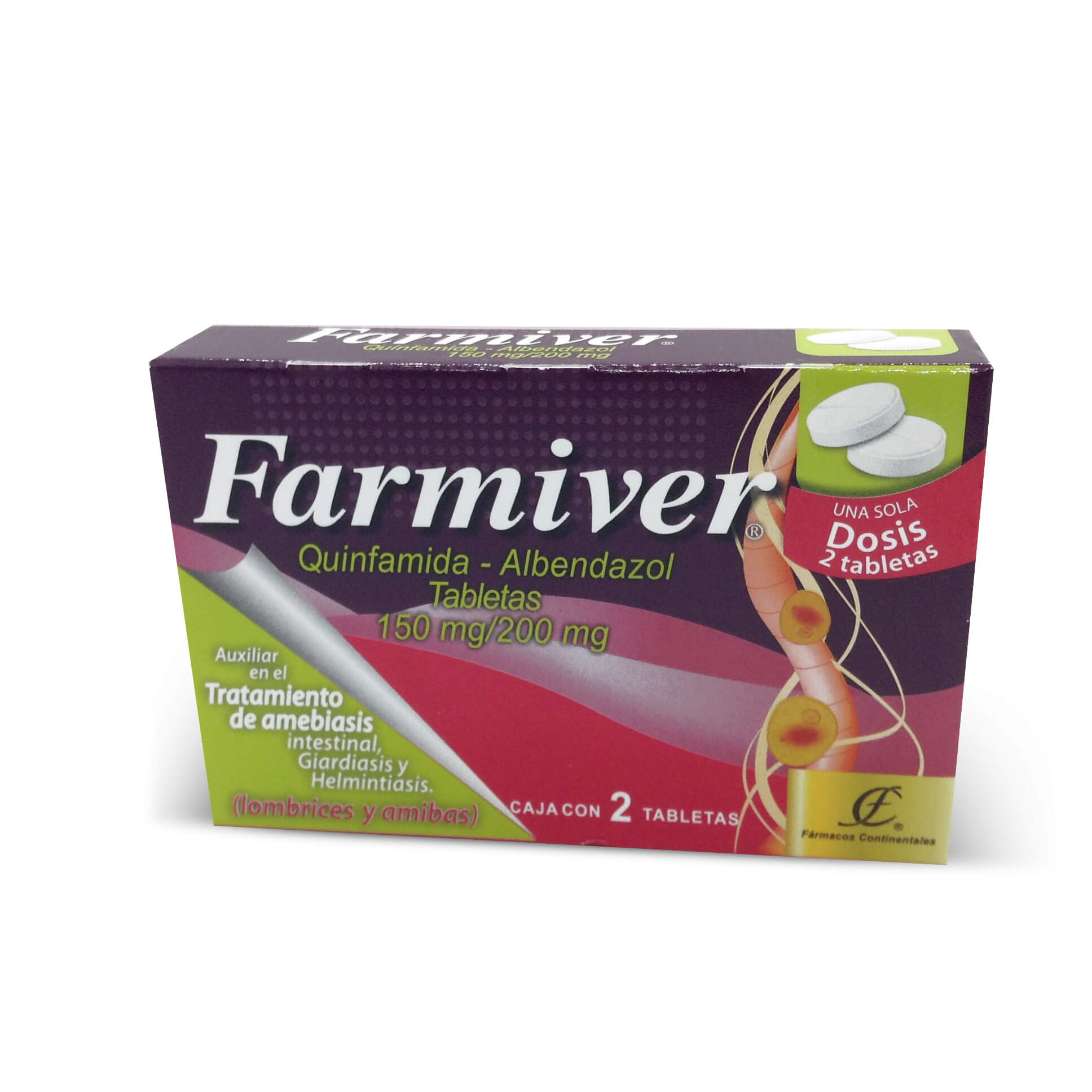 Farmiver, Quinfamida-Albendazol 150mg/200mg Caja Con 2 Tabletas