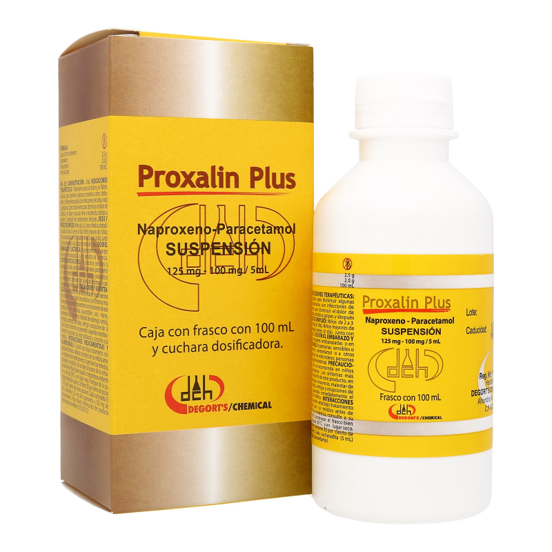 Proxalin Plus, Paracetamol/Naproxeno 125mg-100mg/5m 100ml