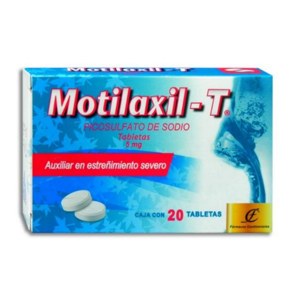 Motilaxil-T, Picosulfato De Sodio, 5mg Caja Con 20 Tabletas