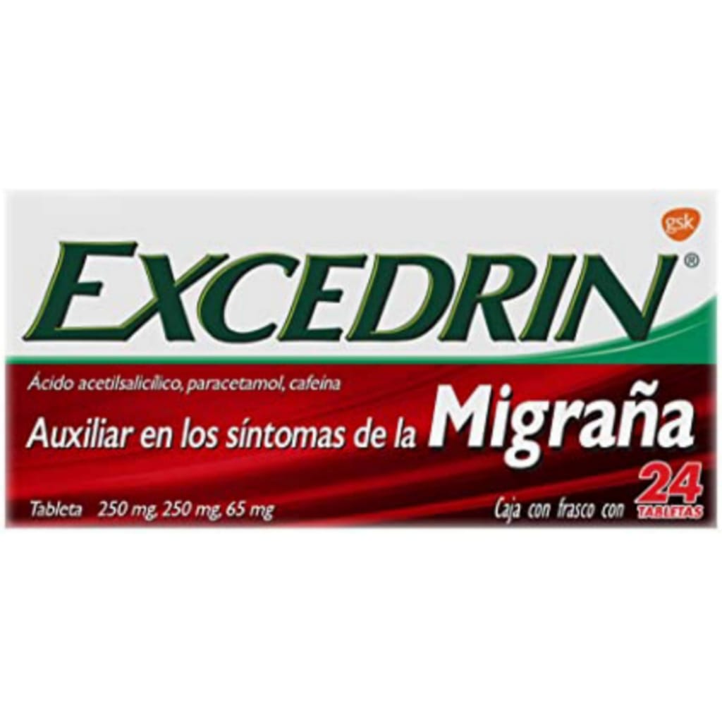 Excedrin, Ácido acetilsalicílico, paracetamol, Cafeína 250mg/250mg/65mg Caja Con 24 Tabletas